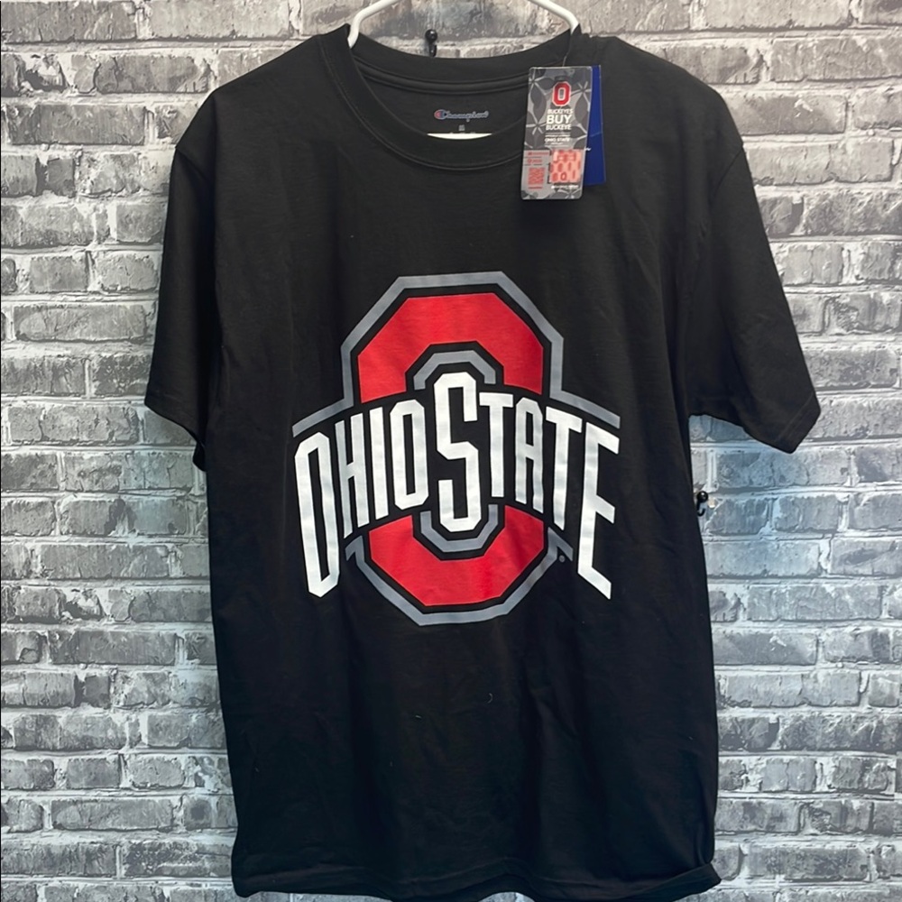 Ohio State Champion Black and Red Short Sleeve Tee with Bold Design